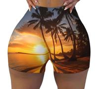WBQLSL I pantaloncini sportivi elasticizzati da donna Coco stampati sono adatti per il tempo libero, l'uso quotidiano o abbigliamento sportivo, nero, S
