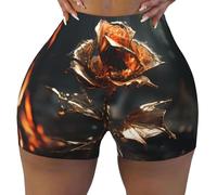 WBQLSL I pantaloncini sportivi elasticizzati da donna con stampa rosa dorata sono adatti per il tempo libero, l'uso quotidiano o abbigliamento sportivo, nero, S