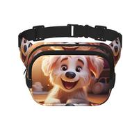 WBQLSL Il cucciolo sorridente ha stampato il marsupio, elegante borsa a tracolla, borsa leggera del petto di sport di viaggio
