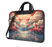 WBQLSL Jumping Horse Printing borsa a tracolla per computer portatile e valigetta, facile da trasportare per viaggi di lavoro e lavoro, Nero , 14 inch