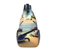 WBQLSL La borsa a tracolla da viaggio con motivo scimmia silenziosa, perfetta per pendolari quotidiani, ciclismo, escursionismo e avventure urbane, Tartarughe sulla spiaggia, One Size
