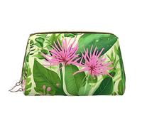 WBQLSL La pianta rosa fiorisce la borsa di cuoio di trucco, borsa portatile di stoccaggio di trucco di grande capacità, viaggio a mano con la borsa di trucco della tasca