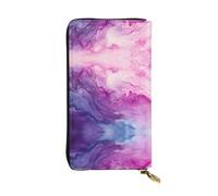 WBQLSL Linee di inchiostro blu e viola Elegante portafoglio in pelle, 19 x 10,5 cm lungo portamonete con cerniera, comodo portafoglio per contanti da viaggio