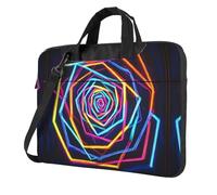 WBQLSL Linee surround neon Stampa borsa a tracolla per laptop e valigetta, facile da trasportare per viaggi di lavoro e lavoro, Nero , 14 inch