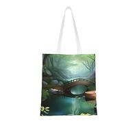 WBQLSL Little Bridge in the East, borsa per la spesa, unisex, in tela leggera, adatta per shopping, promozione di eventi, viaggi, lavoro, borsa tote riutilizzabile, nera, taglia unica