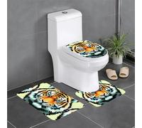 WBQLSL Little Fat Tiger Head Set (3 pezzi) - Tappetino antiscivolo per bagno, camera da letto, cucina