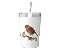 WBQLSL Little Robin Little Robin - Bottiglia in acciaio inox con motivo a pettirosso, tazza conica portatile staccabile, tazza d'acqua per sport all'aria aperta