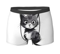 WBQLSL Lonely Cat Patterns - Boxer da uomo ad asciugatura rapida, traspiranti e comodi da indossare tutti i giorni, Nero , S