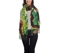 WBQLSL Macachi sull'albero Sciarpa lunga con nappe in peluche scialle da donna perfetta per abiti autunnali e invernali regali per le vacanze