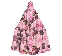 WBQLSL Mantello alla moda per carnevale, mantello con cappuccio per Halloween, unisex, per carnevale, feste a tema e feste in maschera con motivo Pretty Pink Roses