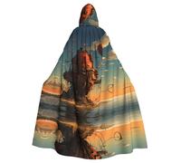 WBQLSL Mantello con cappuccio con stampa della fortezza sul mare, costume per feste e carnevale, adatto per adulti e bambini