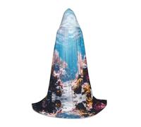 WBQLSL Mantello con cappuccio per cosplay, con stampa della barriera corallina oceanica, taglia M, per giochi di ruolo