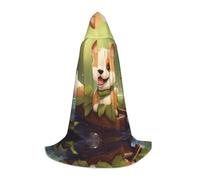 WBQLSL Mantello con cappuccio per cosplay, con stampa Happy sitting dog M, per giochi di ruolo