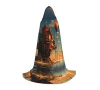 WBQLSL Mantello con cappuccio per cosplay, motivo: fortezza sul mare, piccolo, per giochi di ruolo