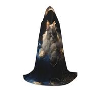 WBQLSL Mantello con cappuccio per cosplay, motivo: gatto della fortuna M, per giochi di ruolo