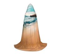 WBQLSL Mantello con cappuccio per cosplay, stampa a L, scenario da spiaggia, accessorio per costume da palcoscenico