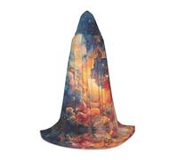 WBQLSL Mantello con cappuccio per cosplay | Stampa ad acquerello con cielo stellato magico - Costume scenico per giochi di ruolo