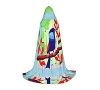 WBQLSL Mantello con cappuccio per cosplay, stampa con foglie rosse e uccellino, per giochi di ruolo