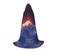 WBQLSL Mantello con cappuccio per cosplay | Stampa Montagne all'alba M - Costume scenico per giochi di ruolo