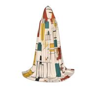 WBQLSL Mantello con cappuccio piccolo stampato moderno di metà secolo, costume, costume per adolescenti, decorazione per feste, taglie S/M/L