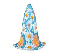 WBQLSL Mantello con cappuccio rosso e bianco stampato margherita media, costume, accessorio essenziale per feste di festa, taglie S/M/L (unisex)