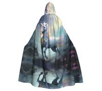 WBQLSL Mantello con cappuccio stampato con unicorni in fuga, per feste di vacanza, carnevale, cosplay, costume adatto per adulti e bambini