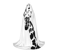 WBQLSL Mantello con stampa a forma di giraffa bianco e nero, con cappuccio, per cosplay, feste di Halloween, S/M/L