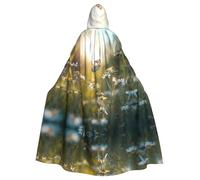 WBQLSL Mantello con stampa di margherite e farfalle, mantello in maschera con cappuccio