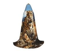 WBQLSL Mantello da mago con motivo leopardo in cerca di preda S, adatto per cosplay di adulti e adolescenti, taglia S, M, L