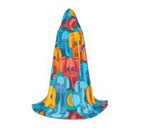 WBQLSL Mantello da mago multicolore con motivo elefante dei cartoni animati, adatto per cosplay di adulti e adolescenti, gamma completa S, M, L