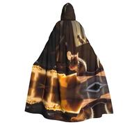 WBQLSL Mantello da rave con cappuccio per ratto di Halloween (lunghezza 147 cm/altezza cappuccio 38 cm)