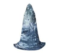WBQLSL Mantello medio con stampa a gocce d'acqua con cappuccio, costume essenziale per feste, taglie S/M/L (unisex)
