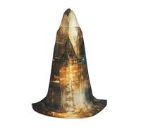 WBQLSL Mantello piccolo con cappuccio per cosplay, con stampa a triangolo, costume essenziale per feste, taglie S/M/L (unisex)