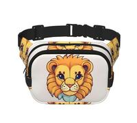 WBQLSL Marsupio alla moda con simpatico leone in stile cartone animato, borsa sportiva da viaggio leggera, impermeabile e resistente all'usura