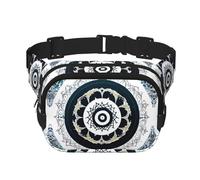 WBQLSL Marsupio rotondo bianco e nero con motivo totem, borsa sportiva leggera da viaggio, impermeabile e resistente all'usura