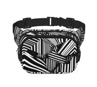 WBQLSL Marsupio stampato con linee geometriche bianche e nere, elegante borsa a tracolla, borsa leggera da viaggio sportiva