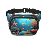 WBQLSL Marsupio stampato subacqueo con pesci coralli, elegante borsa a tracolla, borsa leggera da viaggio sportiva