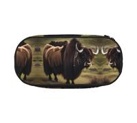 WBQLSL Mighty Highland Yak - Astuccio per cancelleria con stampa a più scomparti, astuccio portatile per studenti