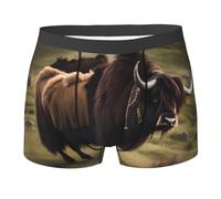 WBQLSL Mighty Highland Yak Print Boxer - Comodo per casa, pendolarismo e sport, Nero , S