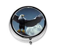 WBQLSL Mini scatola per medicinali con aquila sotto le stelle con tre scomparti, piccola scatola rotonda per medicine, portatile