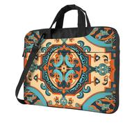WBQLSL Modelli intricati Stampa borsa a tracolla per laptop e valigetta, facile da trasportare per viaggi di lavoro e lavoro, Nero , 15.6 inch