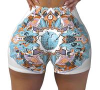 WBQLSL Modello di stoffa. I pantaloncini sportivi da donna elasticizzati stampati sono adatti per il tempo libero, l'uso quotidiano o abbigliamento sportivo, nero, S