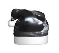 WBQLSL Nero Mistero Cuore Pietra Adulto Cappello di Natale 15.6 pollici peluche cappello di Natale, cappello decorativo unisex, Babbo Natale Natale festa di Halloween