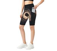WBQLSL Night Light Ring Printed - Pantaloncini da yoga da donna, a vita alta, tasche laterali, elasticizzati, Nero , XL-5XL