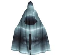 WBQLSL Ombrello nero sotto la pioggia Stampato Capo Robe - Mantello in maschera con cappuccio