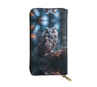 WBQLSL Owl Listening Pochette lunga in pelle con portamonete con cerniera e 12 scomparti per carte di credito, portafoglio per contanti da viaggio leggero