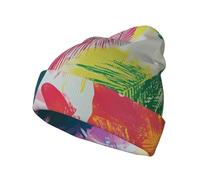 WBQLSL Paint Handprints Questo cappello lavorato a maglia stampato presenta un berretto casual perfetto per campeggio ed escursionismo fornendo calore e comfort nero