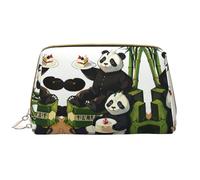 WBQLSL Panda di padre e figlio Borsa per il trucco in pelle, borsa portatile di grande capacità per il trucco, borsa da viaggio a mano con borsa per il trucco tascabile