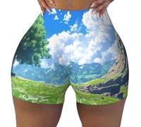 WBQLSL Pantaloncini da yoga da donna alla moda con stampa di vasti pascoli, leggings elasticizzati, adatti per l'uso quotidiano e l'esercizio fisico, Nero , M