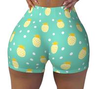 WBQLSL Pantaloncini da yoga da donna alla moda con stampa illustrativa di ananas, leggings elasticizzati, adatti per l'uso quotidiano e l'esercizio fisico, Nero , M